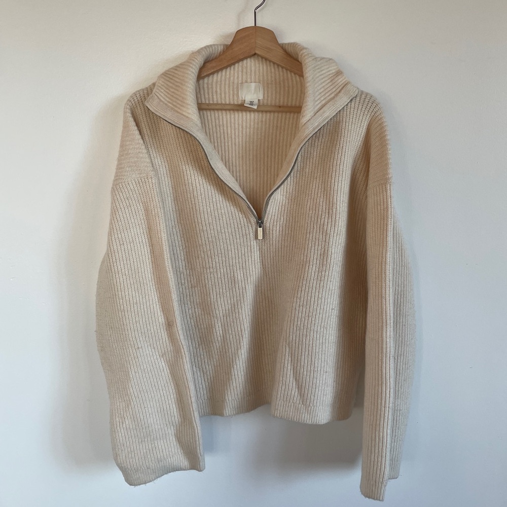 H&M Cream Half-Zip Quarter Zip Sweater